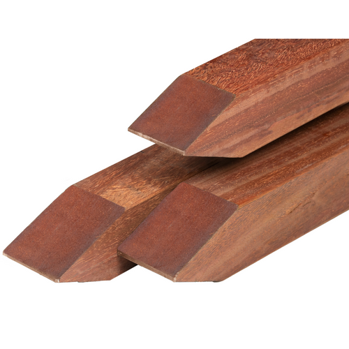 Angelim vermelho hardhout paal 6,5 x 6,5 x 275 cm geschaafd, gepunt, 4 ronde hoeken