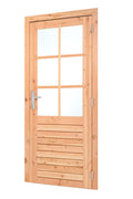 Douglas enkele glas deur 6-ruits B1000xH2050mm buitenmaat, rechtsdraaiend (rvs beslagset)