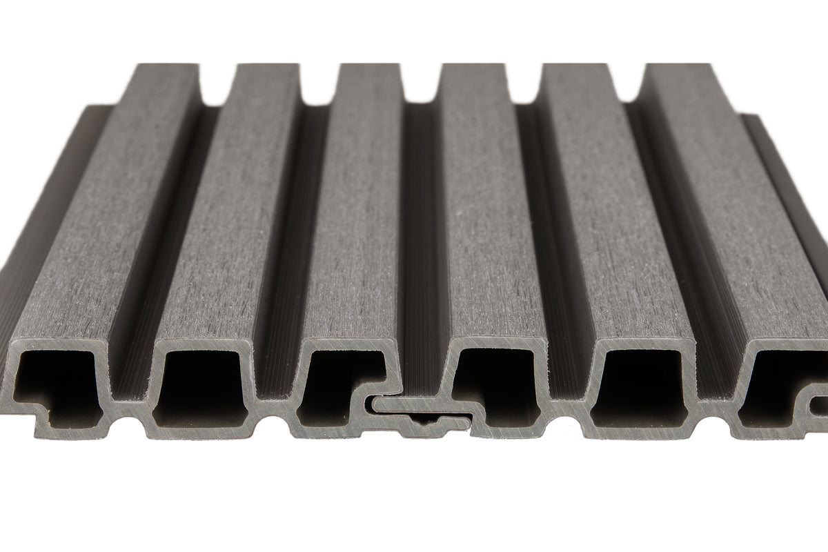 PuraTech 30 composiet triple profiel 3,3 x 17,0 x 390 cm, dark grey, fijne houtnerf