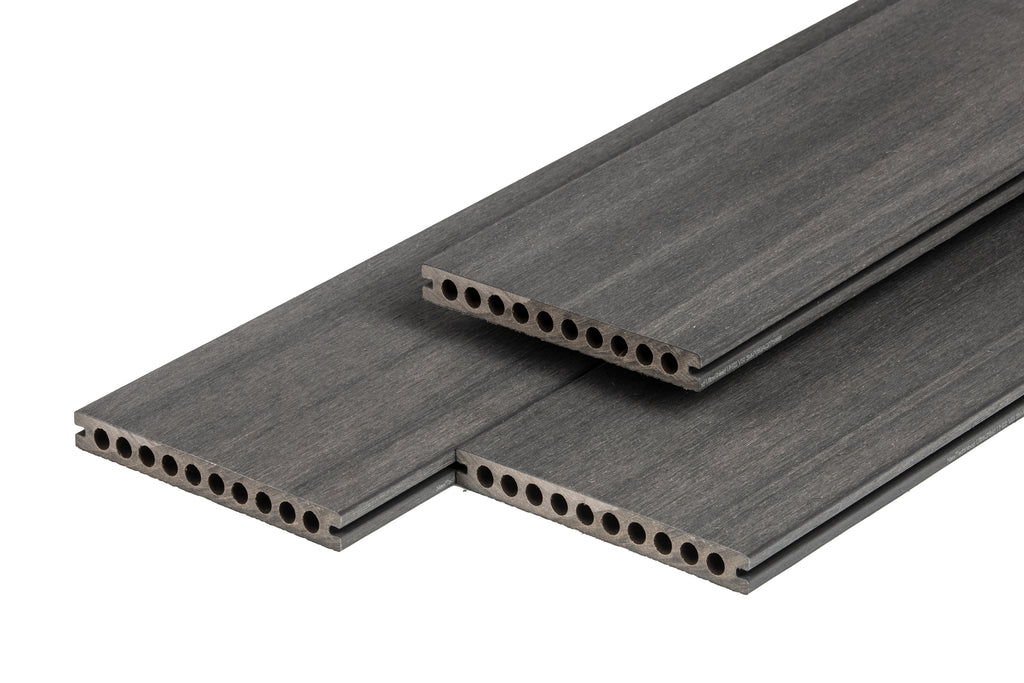 PuraShield composiet vlonderplank 2,3 x 21,0 x 300 cm, dark grey, semi-massief, fijne houtnerf, clip systeem