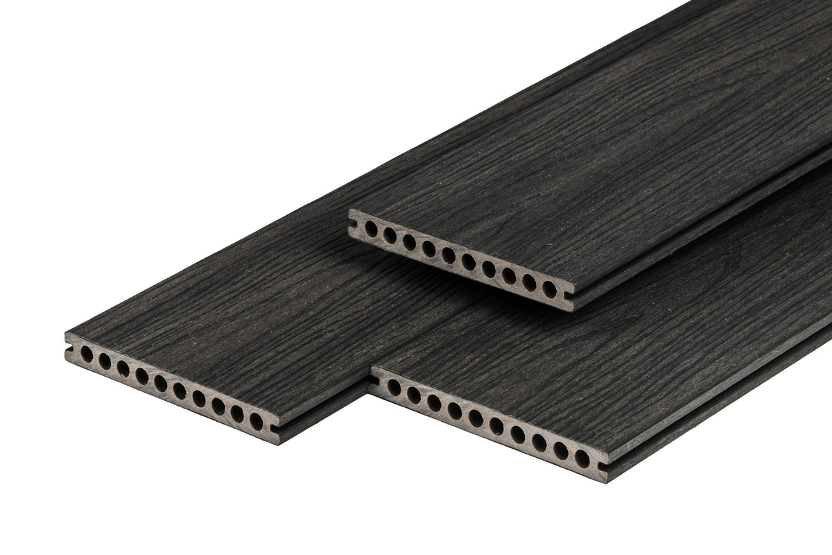 PuraShield composiet vlonderplank 2,3 x 21,0 x 500 cm, ebony black, semi-massief, fijne houtnerf, clip systeem