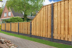 Tuinscherm Enschede verloop, groen geïmpregneerd grenen, RVS-geschroefd, 21-planks (19+2) 180 x 180/90 cm