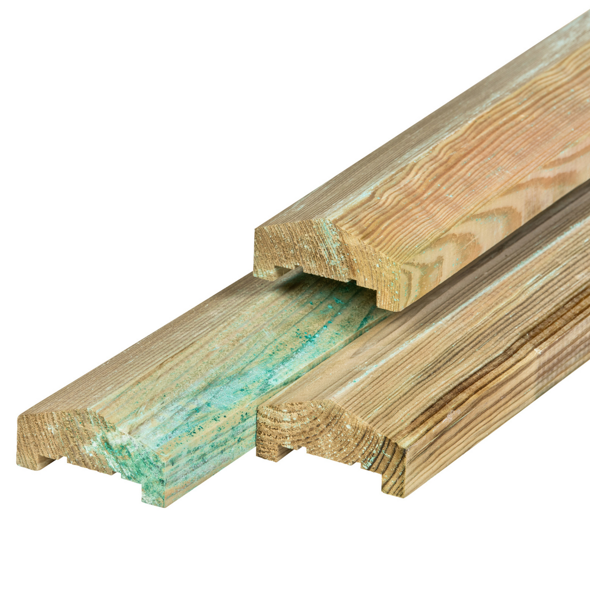 Grenen afdekkap 4,5 x 8,8 x 240 cm, vers, groen geïmpregneerd, geschaafd, piramide