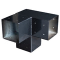 Gegalvaniseerd verbindingsstuk 3-weg hoekmodel voor vierkante palen 12 x 12 cm zwart gepoedercoat, incl. bevestigingsset
