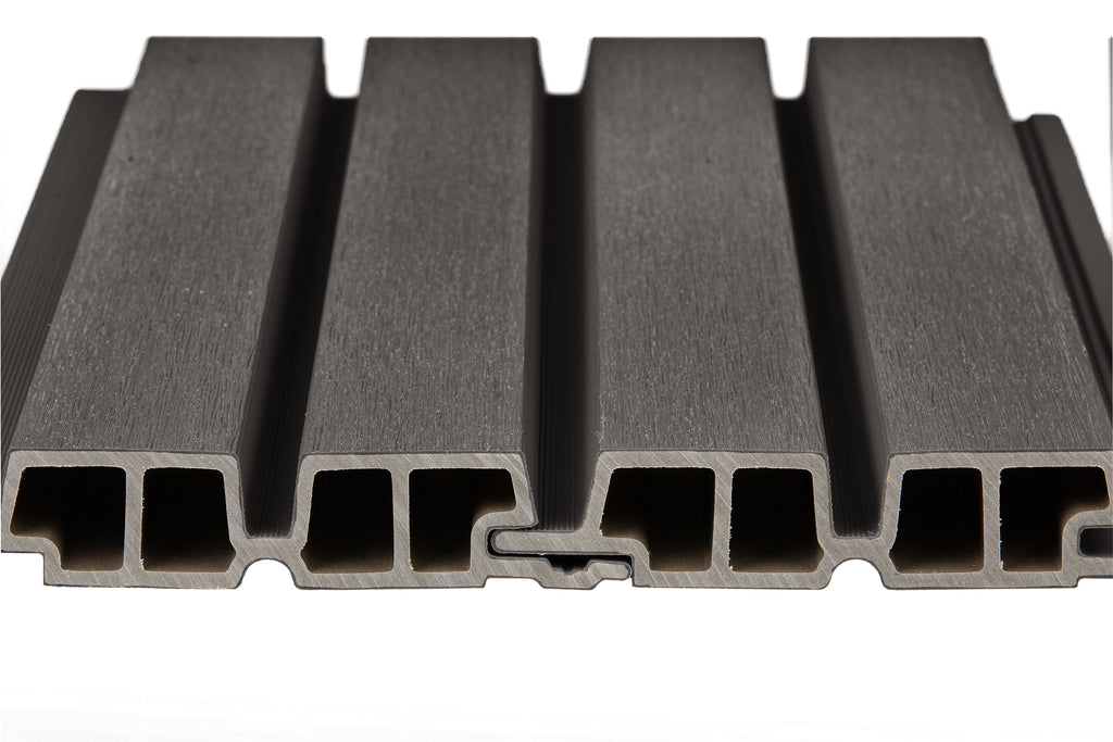 PuraTech 55 composiet dubbel profiel 3,3 x 17,0 x 290 cm, dark grey, fijne houtnerf