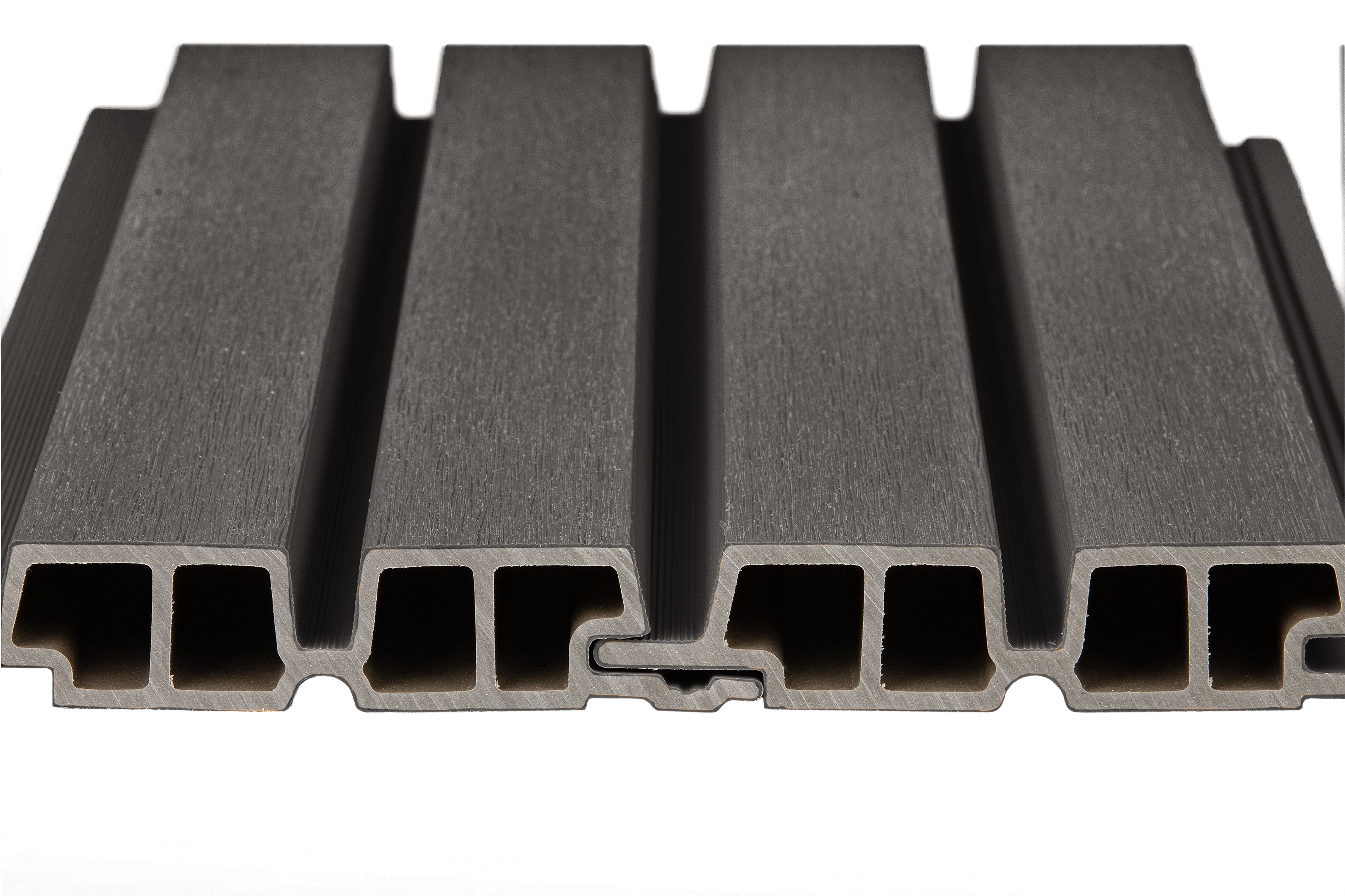 PuraTech 55 composiet dubbel profiel 3,3 x 17,0 x 290 cm, dark grey, fijne houtnerf