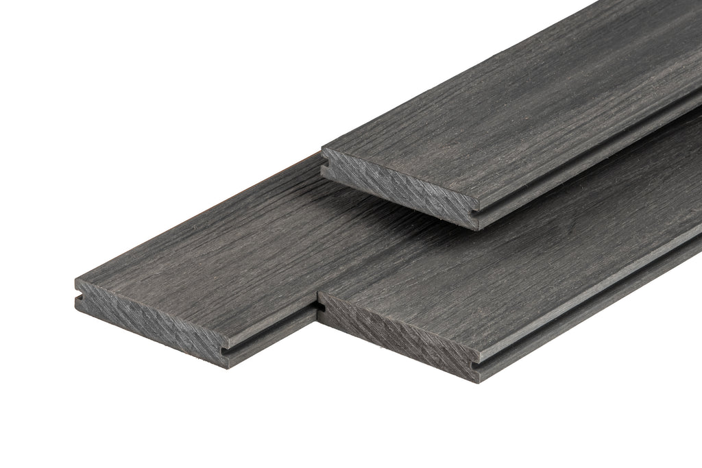 PuraShield composiet vlonderplank 2,3 x 13,8 x 500 cm, dark grey, massief, fijne houtnerf, clip systeem