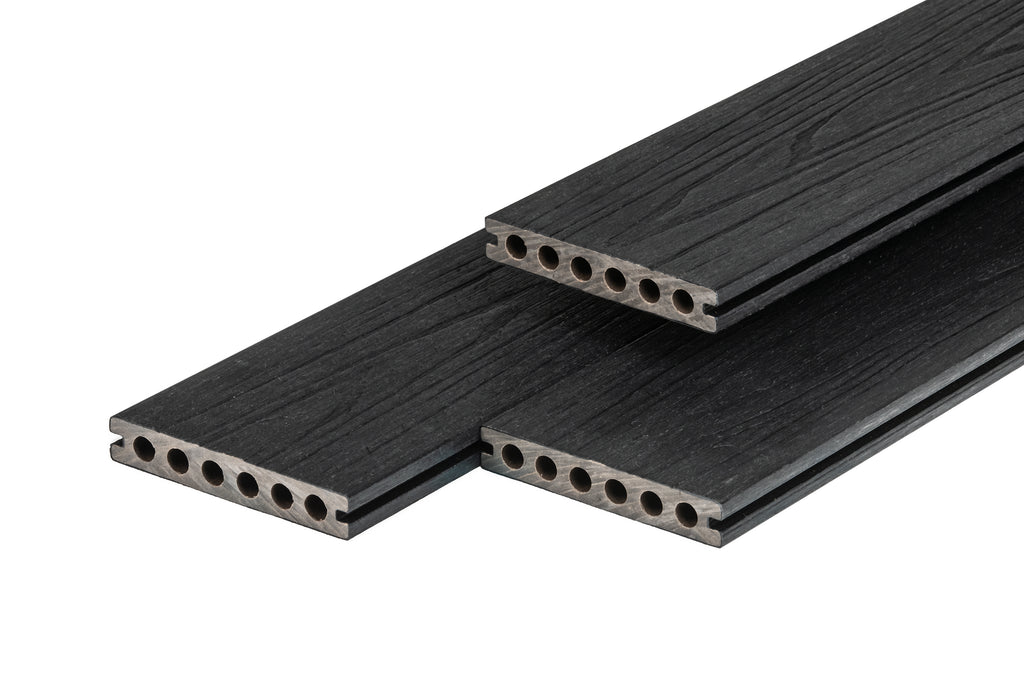 PuraShield composiet vlonderplank 2,3 x 13,8 x 500 cm, ebony black, semi-massief, fijne houtnerf, clip systeem