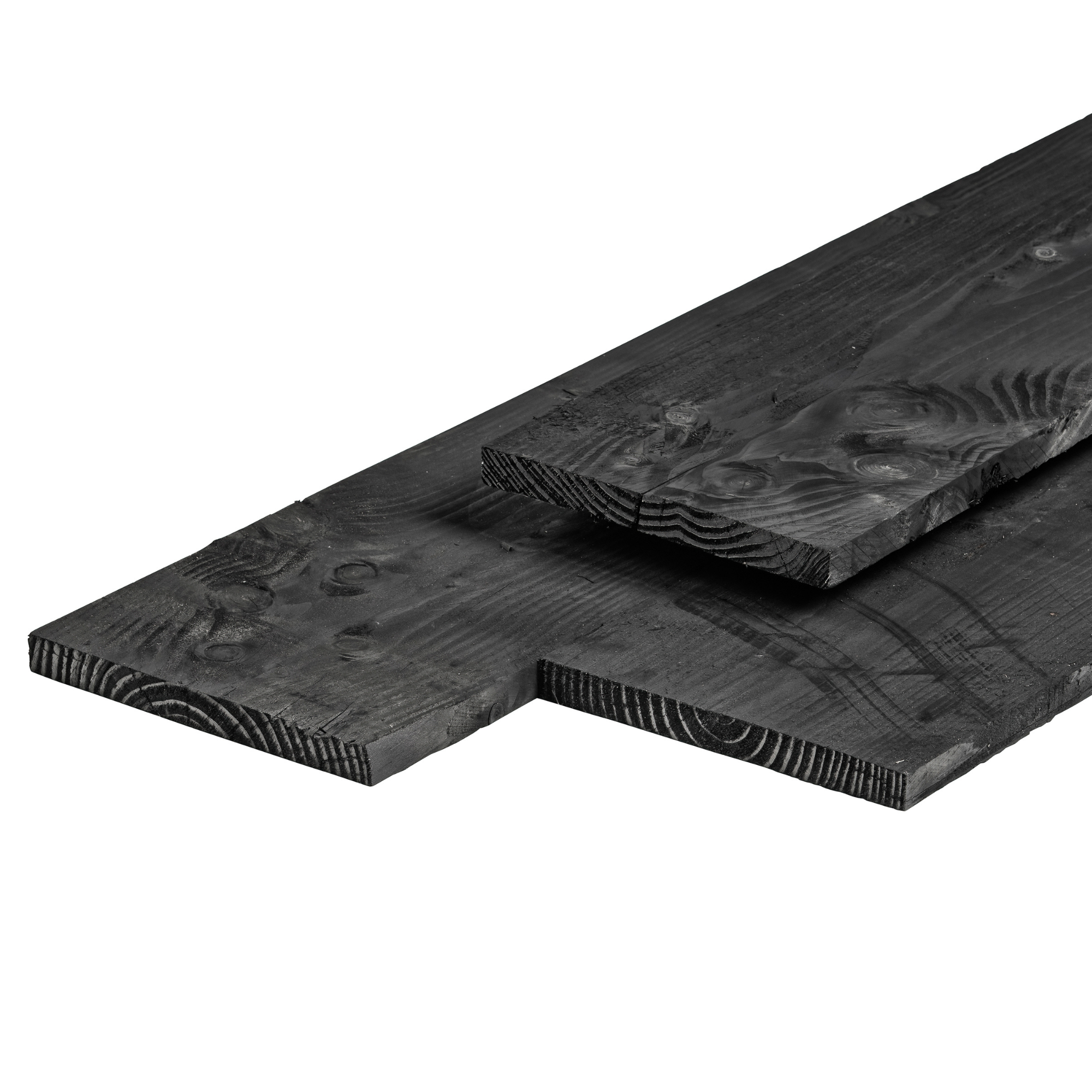 Douglas kantplank 2,5 x 25,0 x 500 cm, vers, zwart geïmpregneerd, fijnbezaagd, scherpkantig
