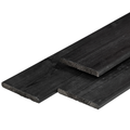 ME vuren plank 1,6 x 14,0 x 400 cm, gedroogd, zwart gespoten, geschaafd, 4 ronde hoeken