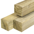 Grenen paal 12,0 x 12,0 x 300 cm, vers, groen geïmpregneerd, geschaafd, 4 ronde hoeken