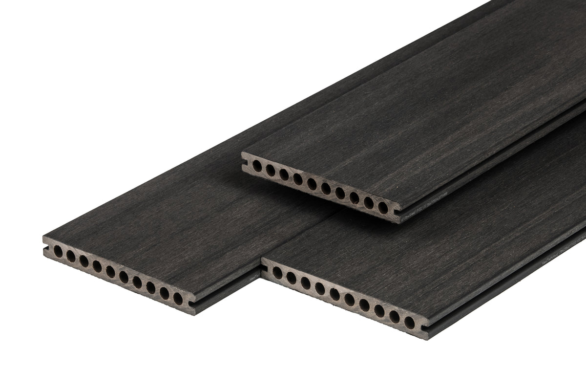PuraShield composiet vlonderplank 2,3 x 21,0 x 500 cm, ebony black, semi-massief, fijne houtnerf, clip systeem