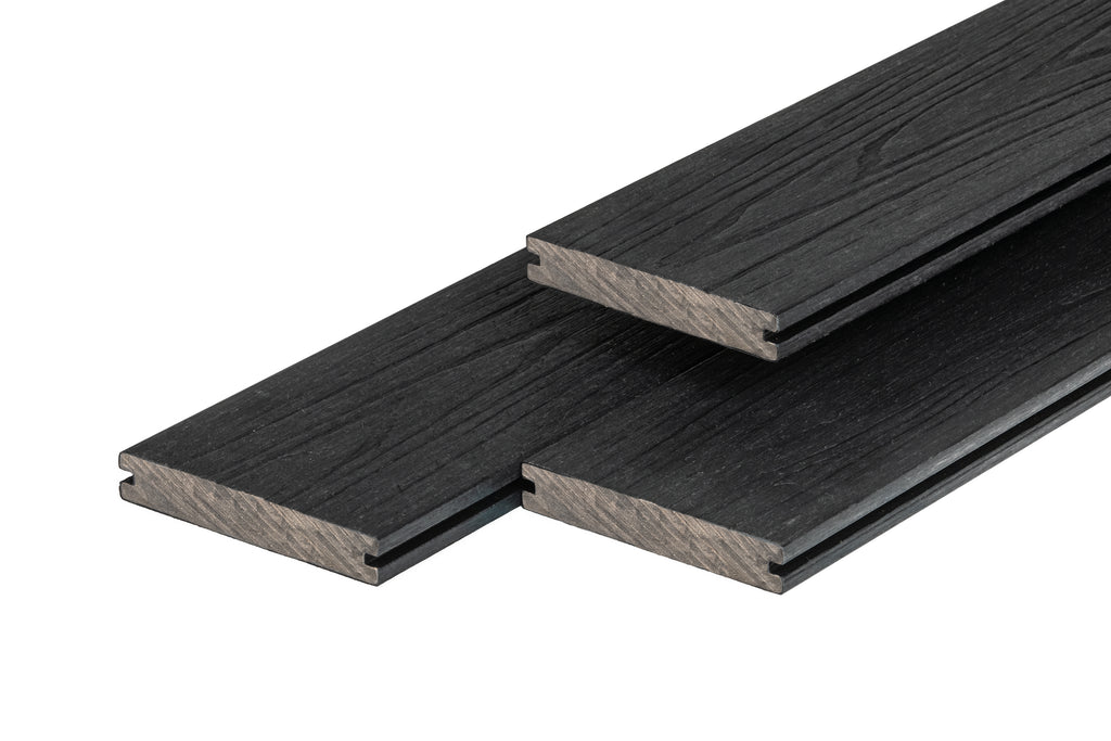 PuraShield composiet vlonderplank 2,3 x 13,8 x 500 cm, ebony black, massief, fijne houtnerf, clip systeem