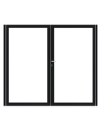 Dubbele stalen poort, zwart gepoedercoat, fijnstructuur, incl. hang- en sluitwerk (t.b.v. profielen 21mm dik)