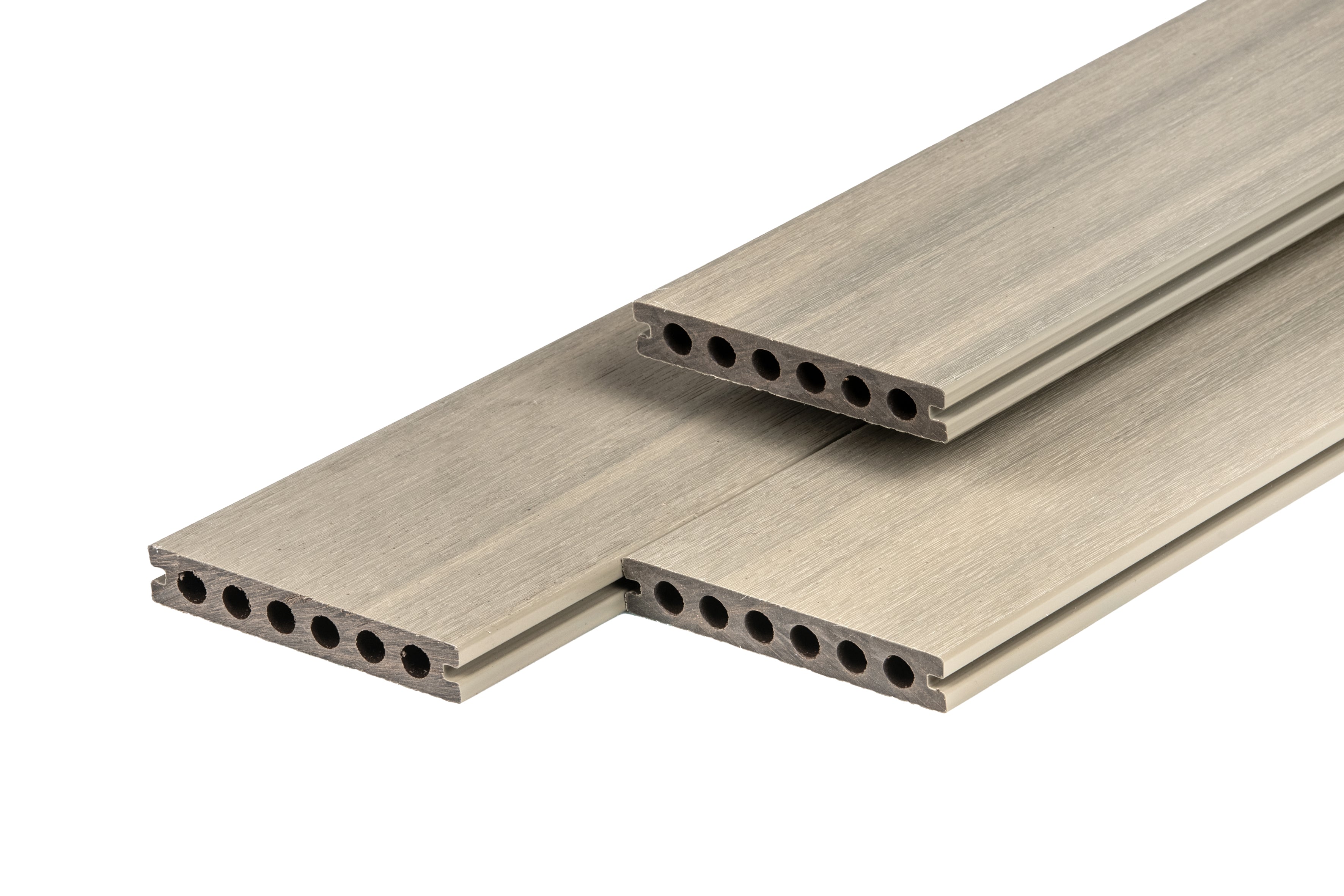 PuraShield composiet vlonderplank 2,3 x 13,8 x 400 cm, light grey, semi-massief, fijne houtnerf, clip systeem