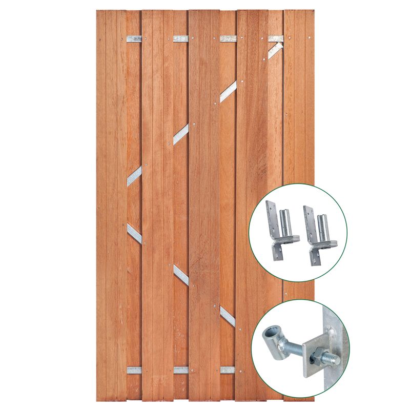 Tuindeur Solide keruing hardhout , 9-planks 180 x 100 cm