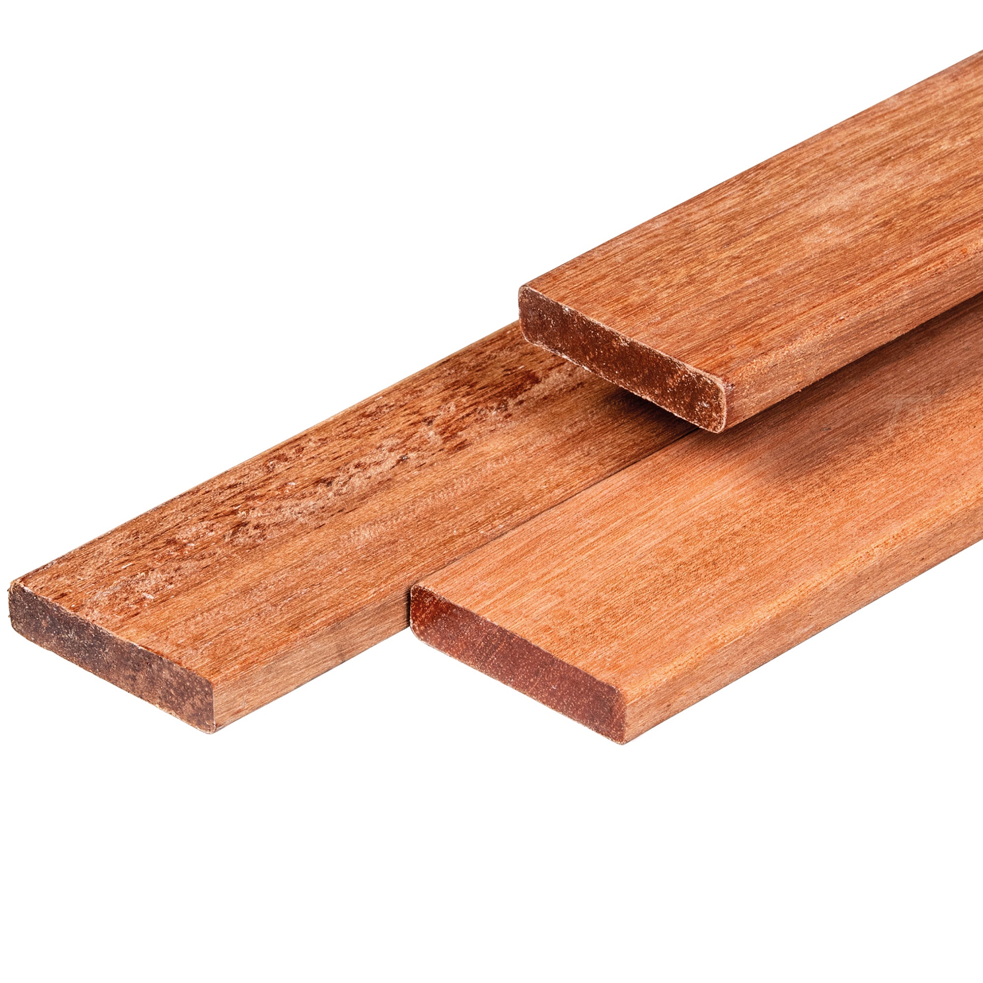 Keruing hardhout plank 1,6 x 7,0 x 180 cm kunstmatig gedroogd, geschaafd, 4 ronde hoeken