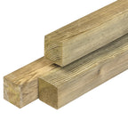 Grenen paal 6,8 x 6,8 x 270 cm, vers, groen geïmpregneerd, geschaafd, 4 ronde hoeken