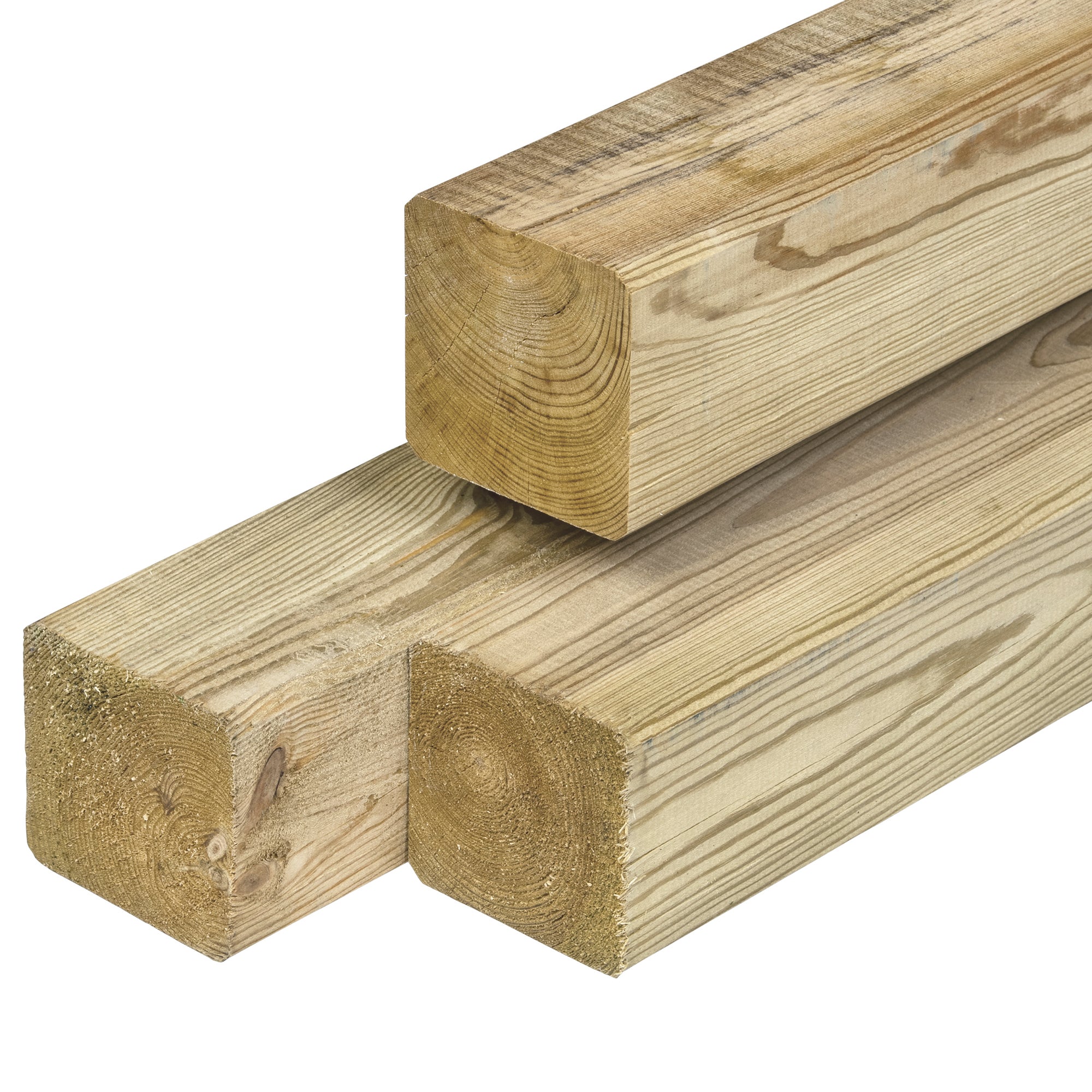 Grenen paal 8,8 x 8,8 x 240 cm, vers, groen geïmpregneerd, geschaafd, 4 ronde hoeken