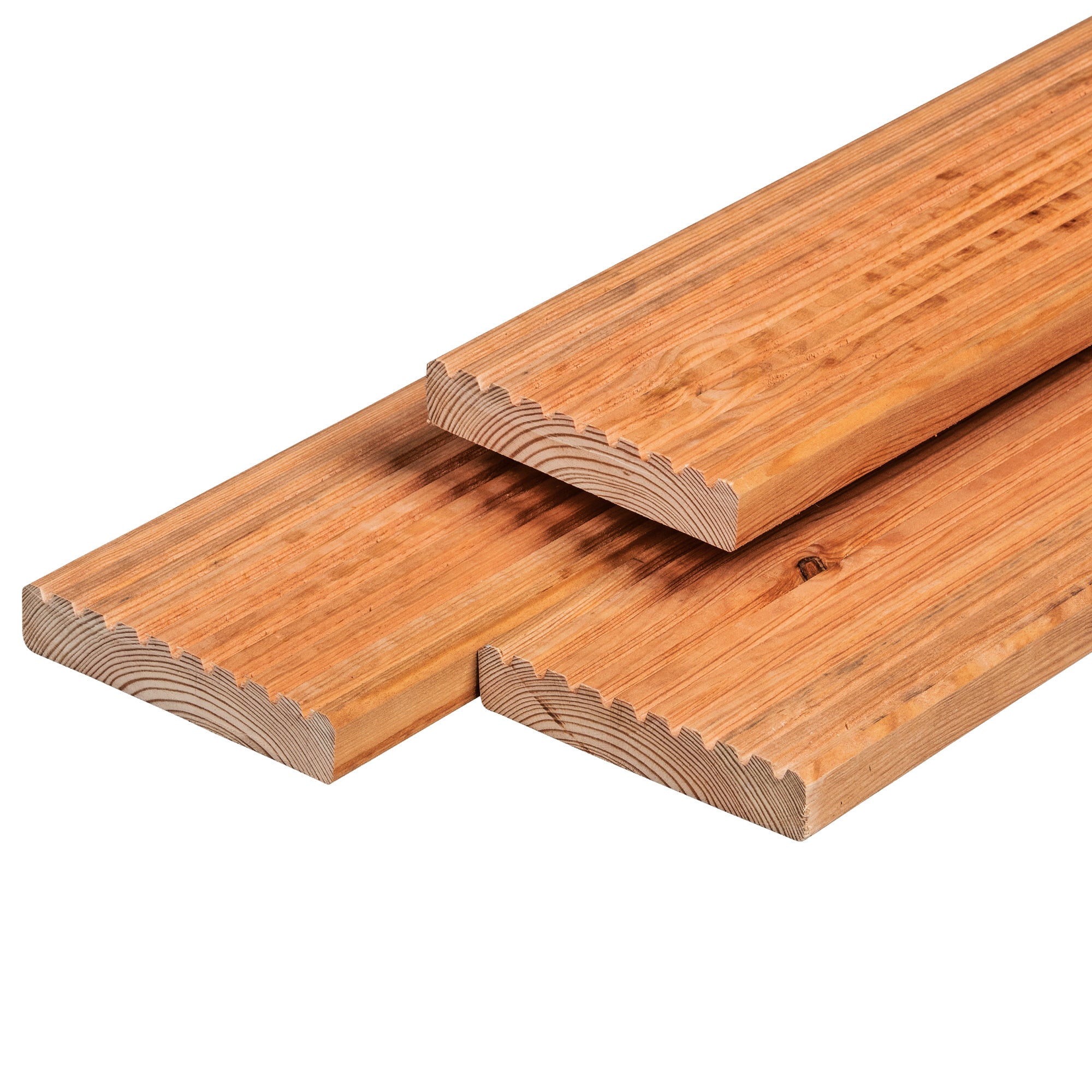 Red Class Wood ME vuren vlonderplank 2,8 x 14,5 x 400 cm, gedroogd, geïmpregneerd, geschaafd, 1 zijde 9 groeven