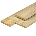 NE vuren plank 1,9 x 14,5 x 480 cm, vers, groen geïmpregneerd, geschaafd, 4 ronde hoeken