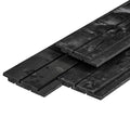 NE vuren channelsiding 1,8 x 14,5 x 420 cm, gedroogd, zwart gespoten, geschaafd, 1 zijde 1 groef, 1 zijde 2 groeven