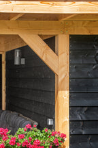 Douglas paal 15,0 x 15,0 x 500 cm, vers, fijnbezaagd, scherpkantig