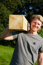 Douglas paal 15,0 x 15,0 x 500 cm, vers, fijnbezaagd, scherpkantig