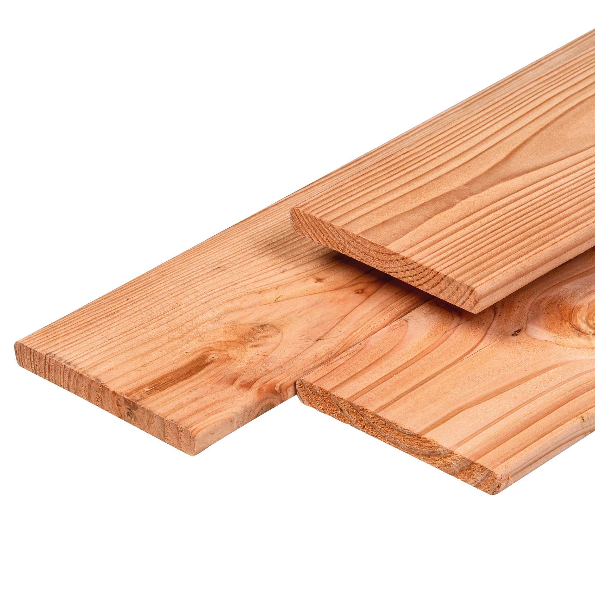 Douglas plank 1,6 x 14,0 x 400 cm, gedroogd, geschaafd, 4 ronde hoeken