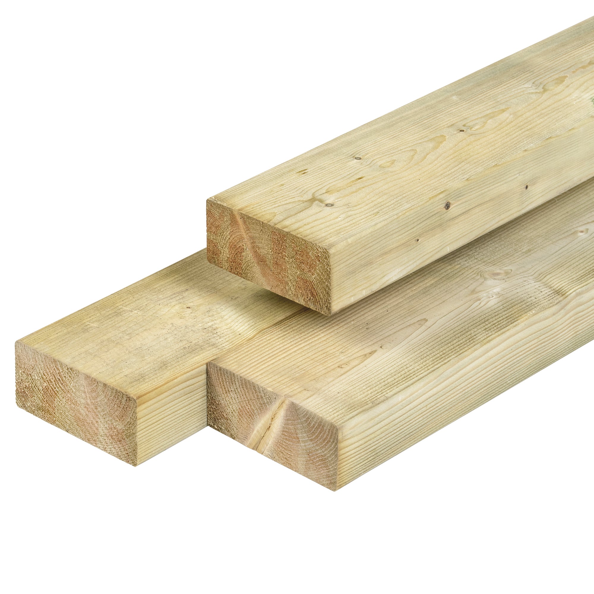 NE vuren regel 4,5 x 9,5 x 360 cm, gedroogd, groen geïmpregneerd, geschaafd, 4 ronde hoeken