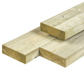 NE vuren ligger 4,5 x 14,5 x 510 cm, gedroogd, groen geïmpregneerd, geschaafd, 4 ronde hoeken