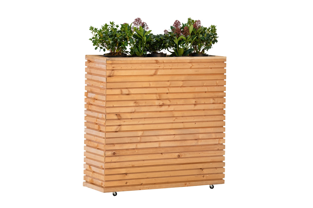 Bloembak Krefeld Red Class Wood 90 x 30 x 102 cm op wieltjes