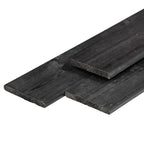 Grenen plank 1,6 x 14,0 x 400 cm, vers, zwart gespoten, geschaafd, 4 ronde hoeken