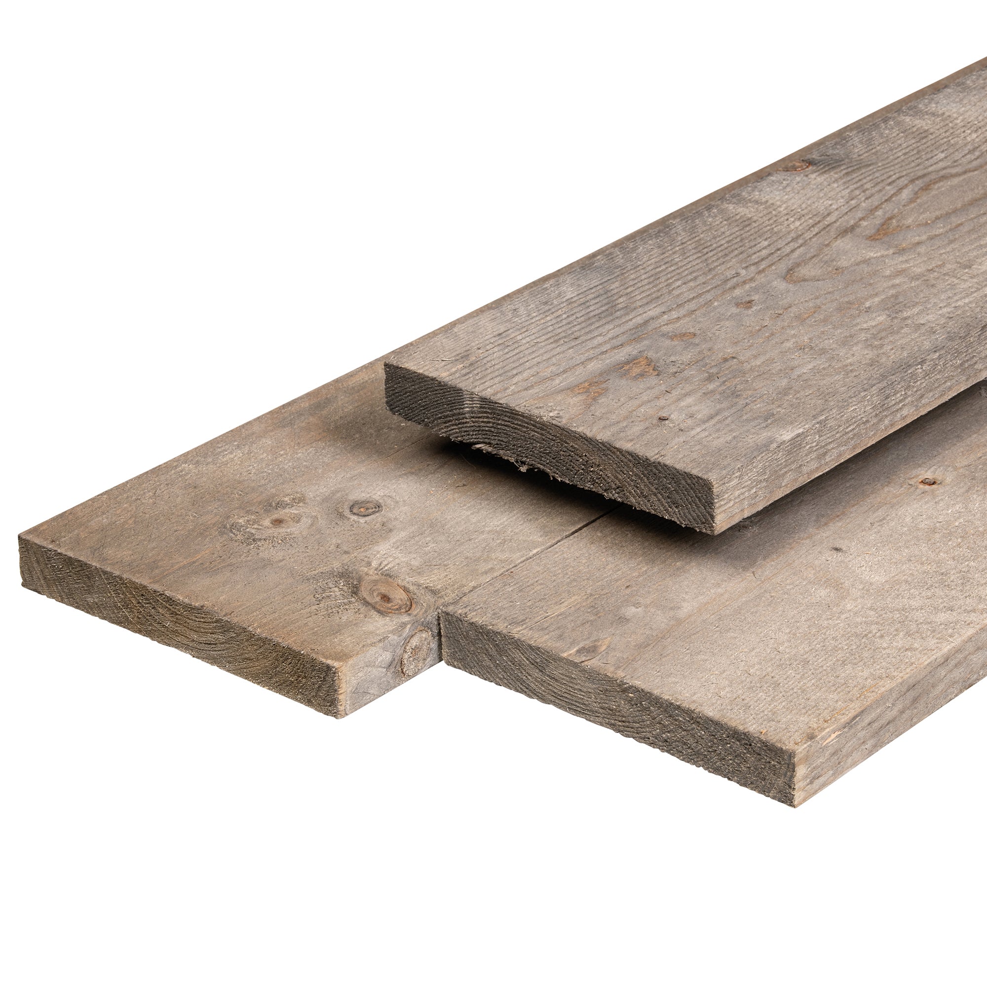 ME vuren steigerplank 2,9 x 19,0 x 500 cm, gedroogd, zilvergrijs geïmpregneerd, fijnbezaagd, scherpkantig