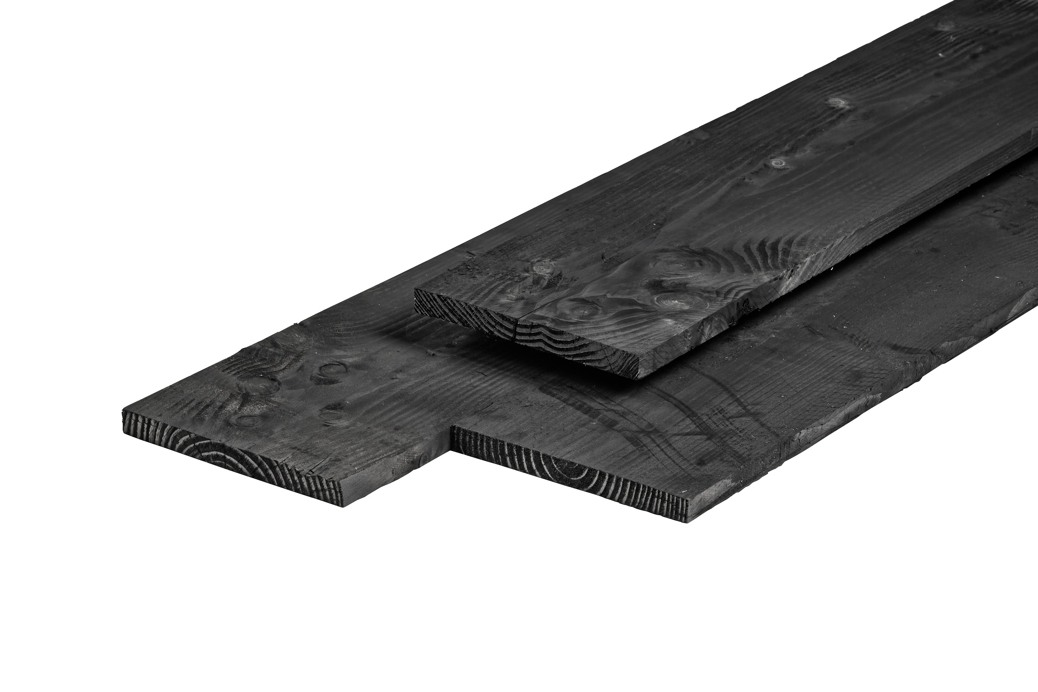 Douglas kantplank 2,5 x 25,0 x 500 cm, vers, zwart geïmpregneerd, fijnbezaagd, scherpkantig