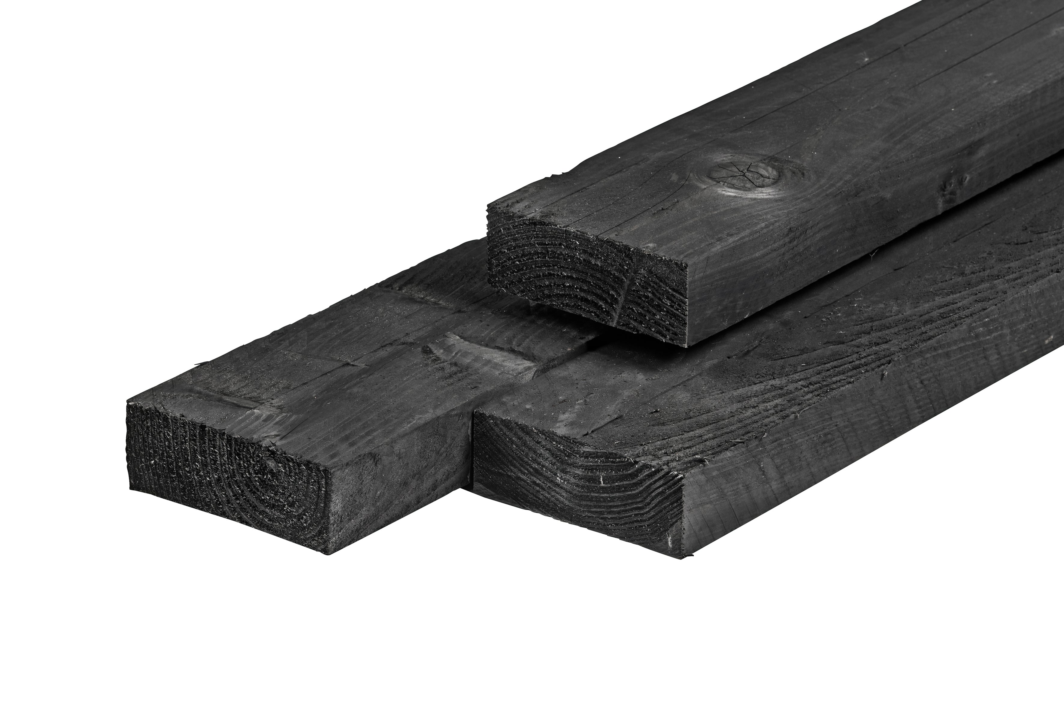 Douglas ligger 5,0 x 15,0 x 400 cm, vers, zwart geïmpregneerd, fijnbezaagd, scherpkantig
