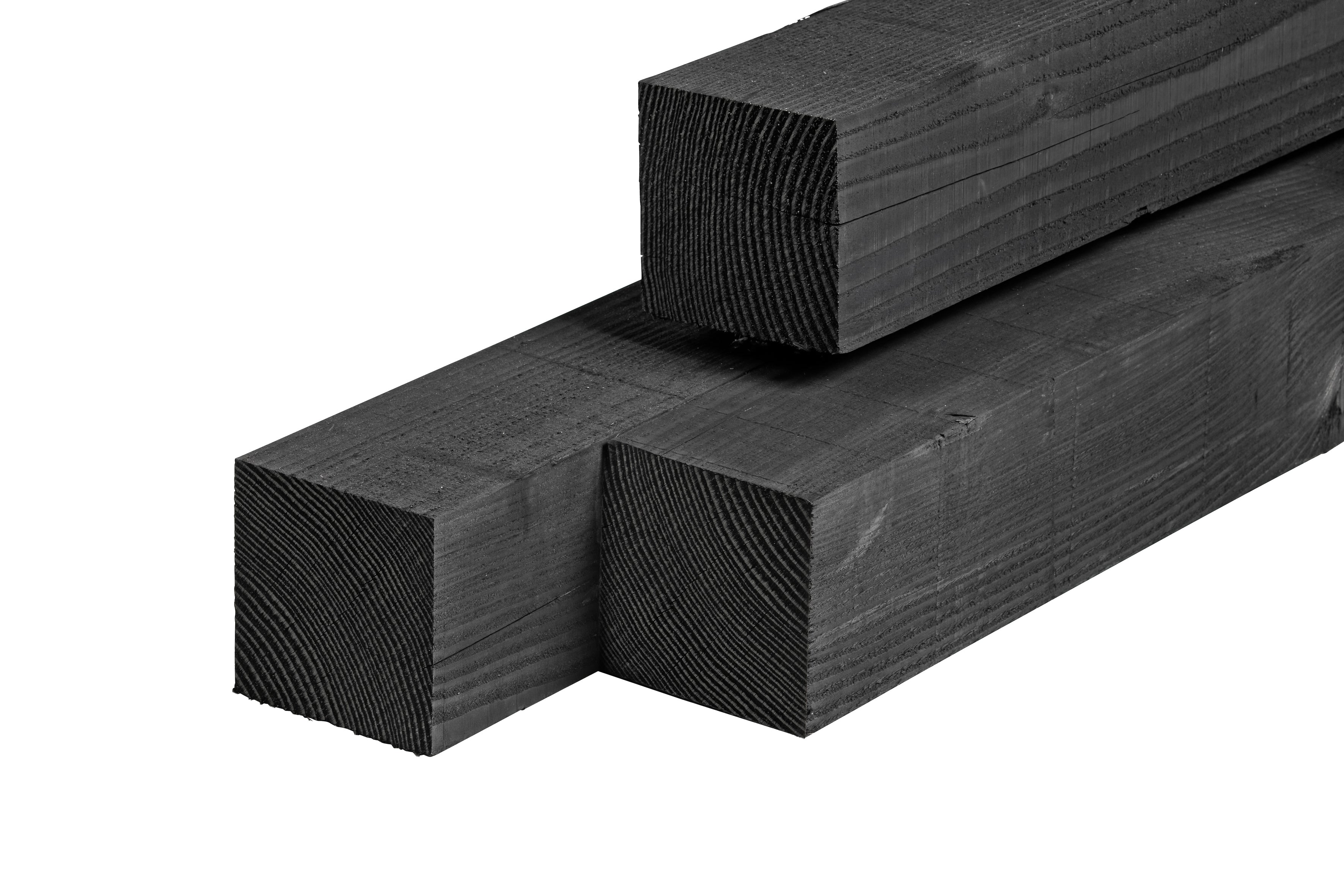 Douglas paal 15,0 x 15,0 x 250 cm, vers, zwart geïmpregneerd, fijnbezaagd, scherpkantig