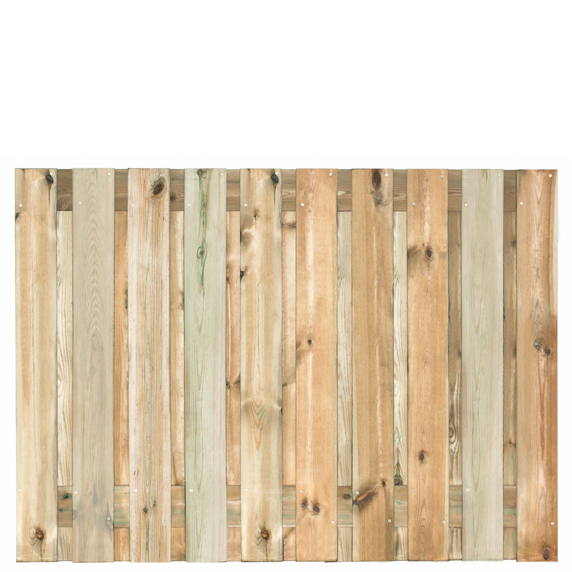 Tuinscherm Enschede, groen geïmpregneerd grenen, RVS-geschroefd, 21-planks (19+2) 180 x 130 cm