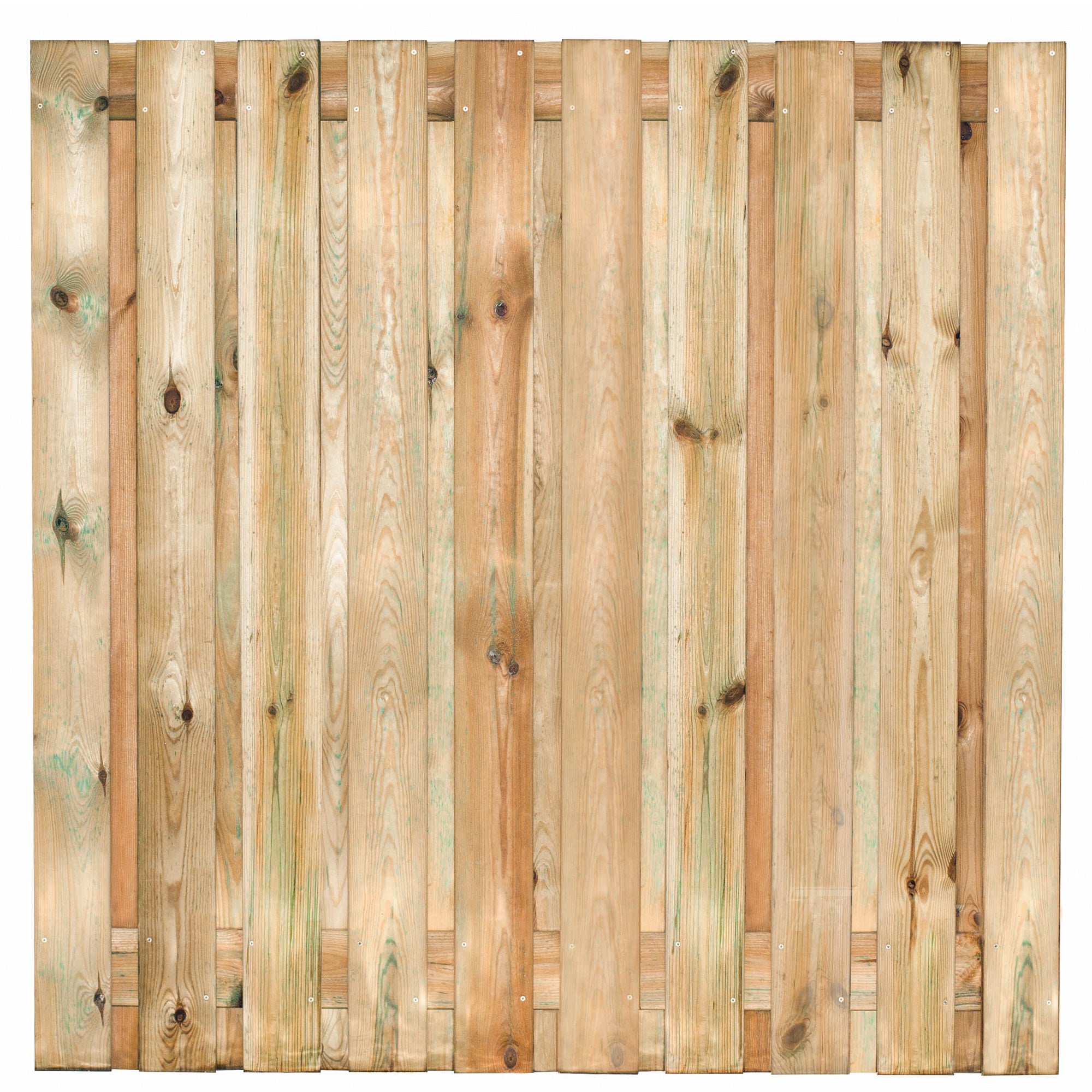 Tuinscherm Enschede, groen geïmpregneerd grenen, RVS-geschroefd, 21-planks (19+2) 180 x 180 cm