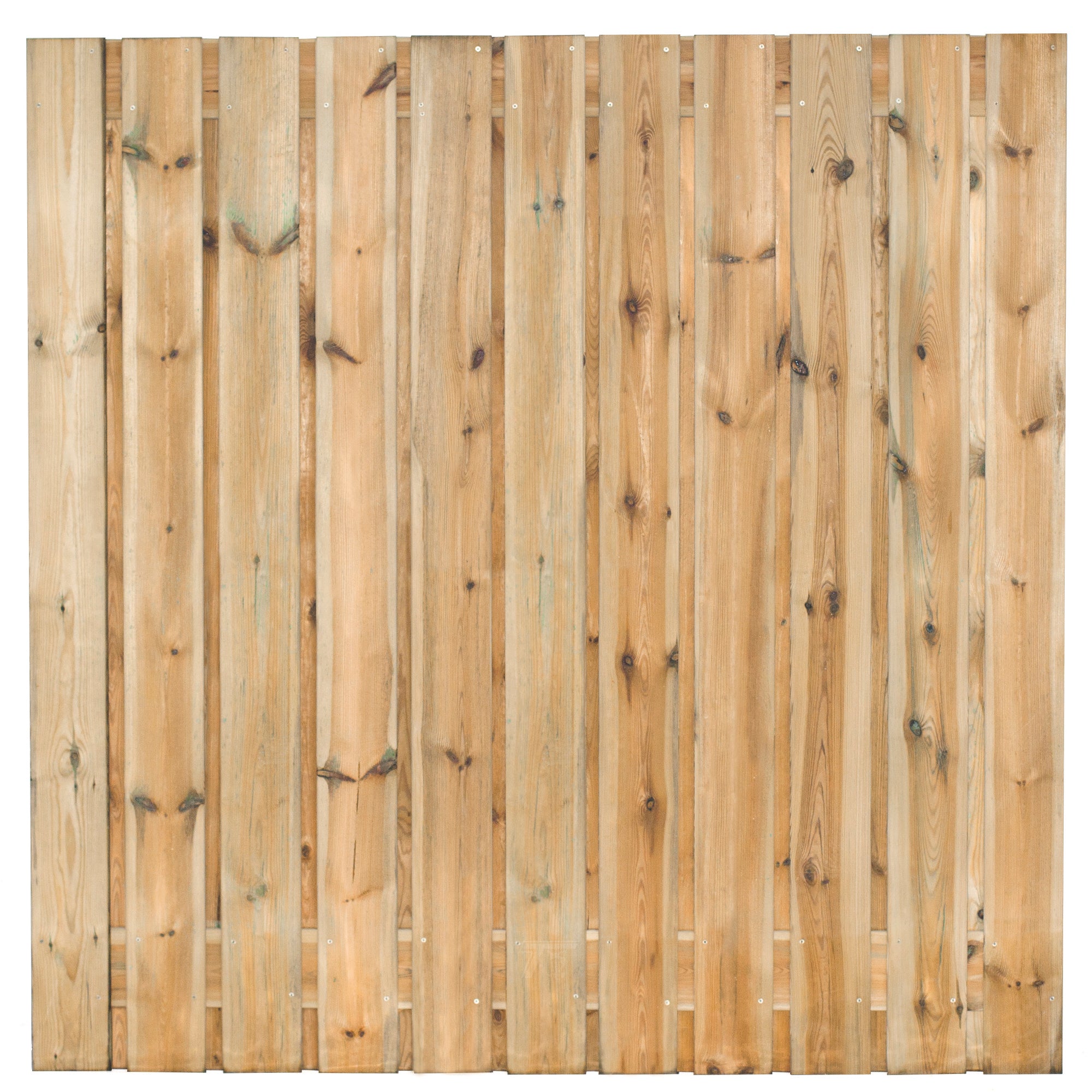 Tuinscherm Zaltbommel, groen geïmpregneerd grenen, RVS-geschroefd, 23-planks (21+2) 180 x 180 cm