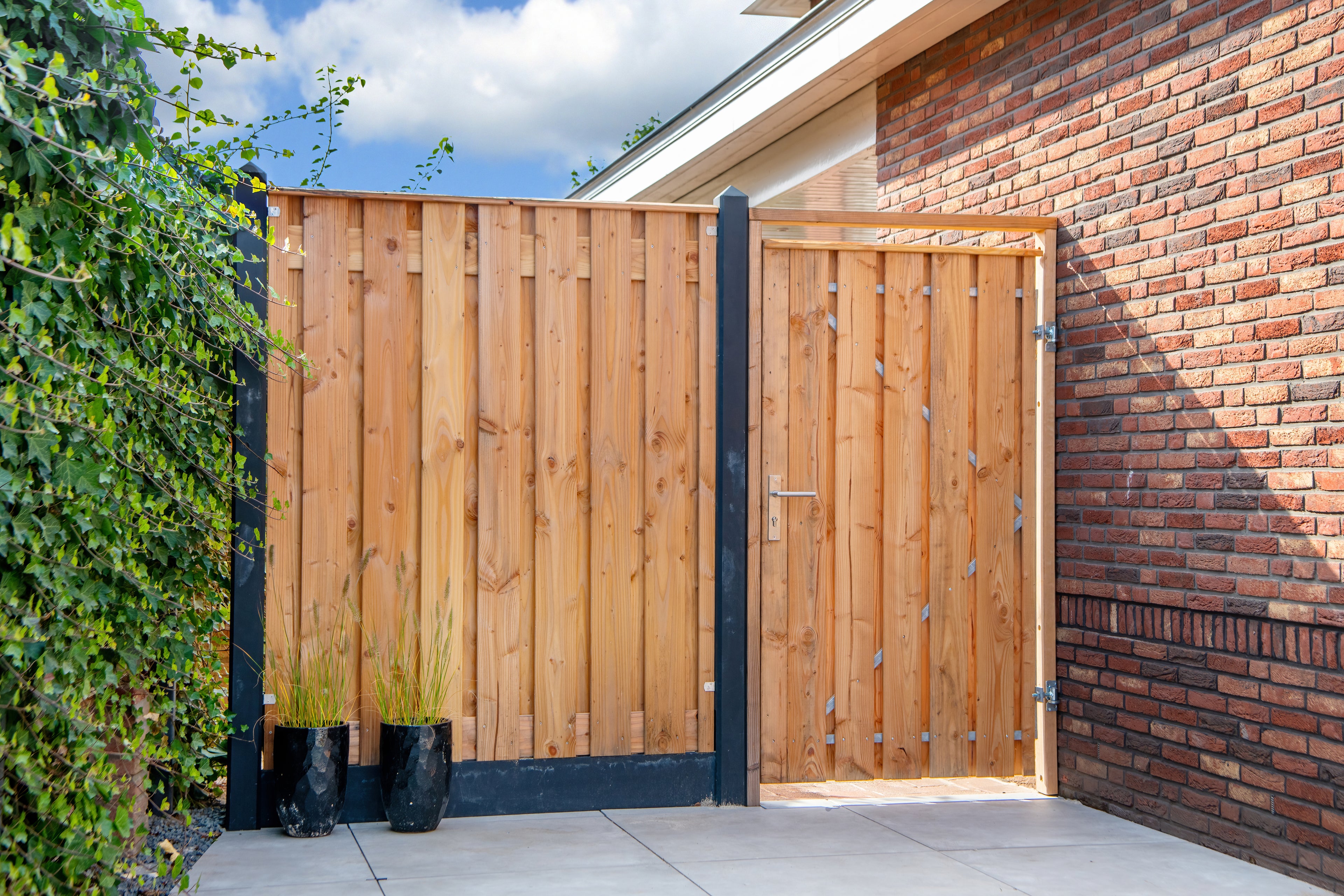 Tuinscherm Zwarte Woud, douglas, RVS-geschroefd, 21-planks (19+2) 180 x 180 cm