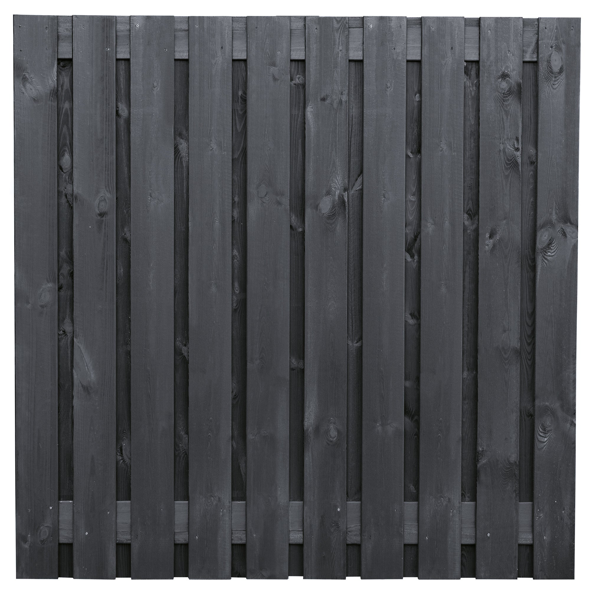 Tuinscherm Stuttgart, zwart gespoten vuren, RVS-geschroefd, 21-planks (19+2) 180 x 180 cm