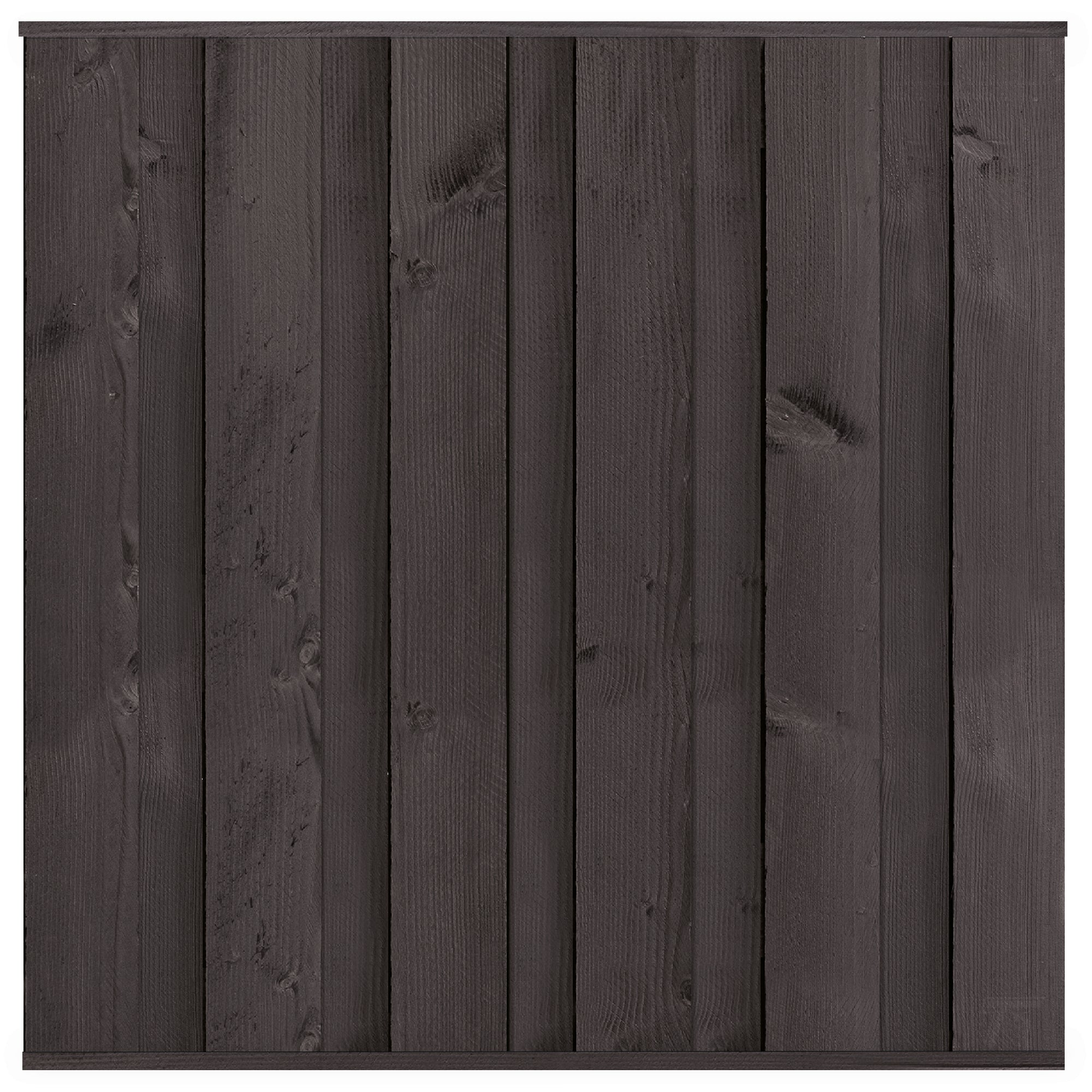 Tuinscherm Rosenheim, zwart gespoten grenen, RVS-geschroefd, 11-planks 180 x 180 cm