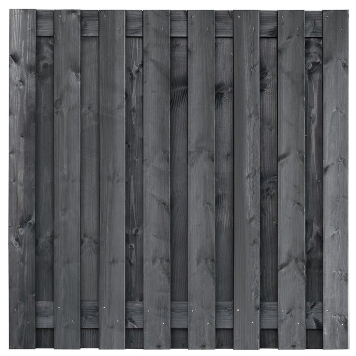 Tuinscherm grenen zwart geïmpregneerd, 17-planks (15 + 2) Dalen 180 x 180 cm