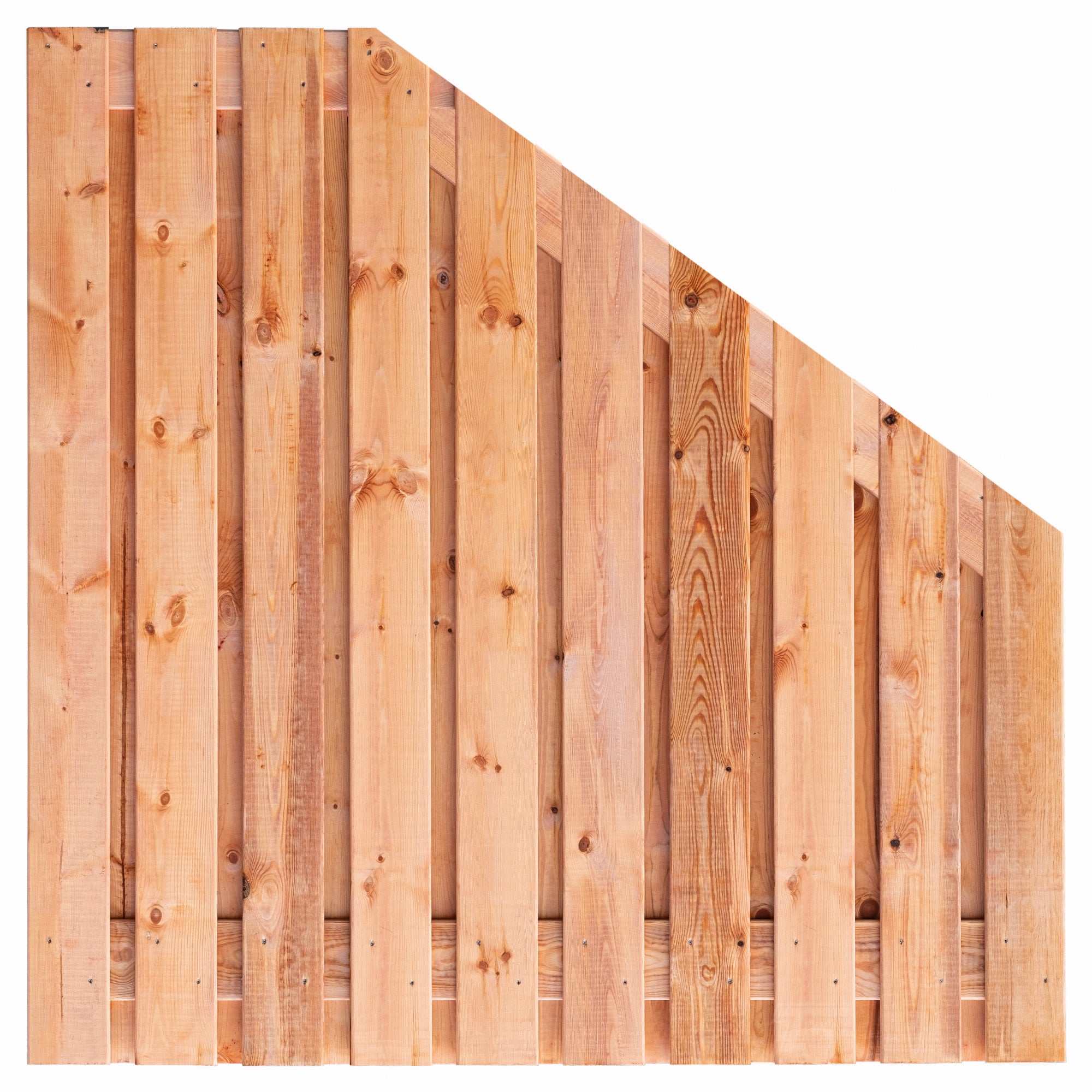 Tuinscherm Casablanca verloop, Red Class Wood geïmpregneerd ME vuren, RVS-geschroefd, 21-planks (19+2) 180 x 180/90 cm