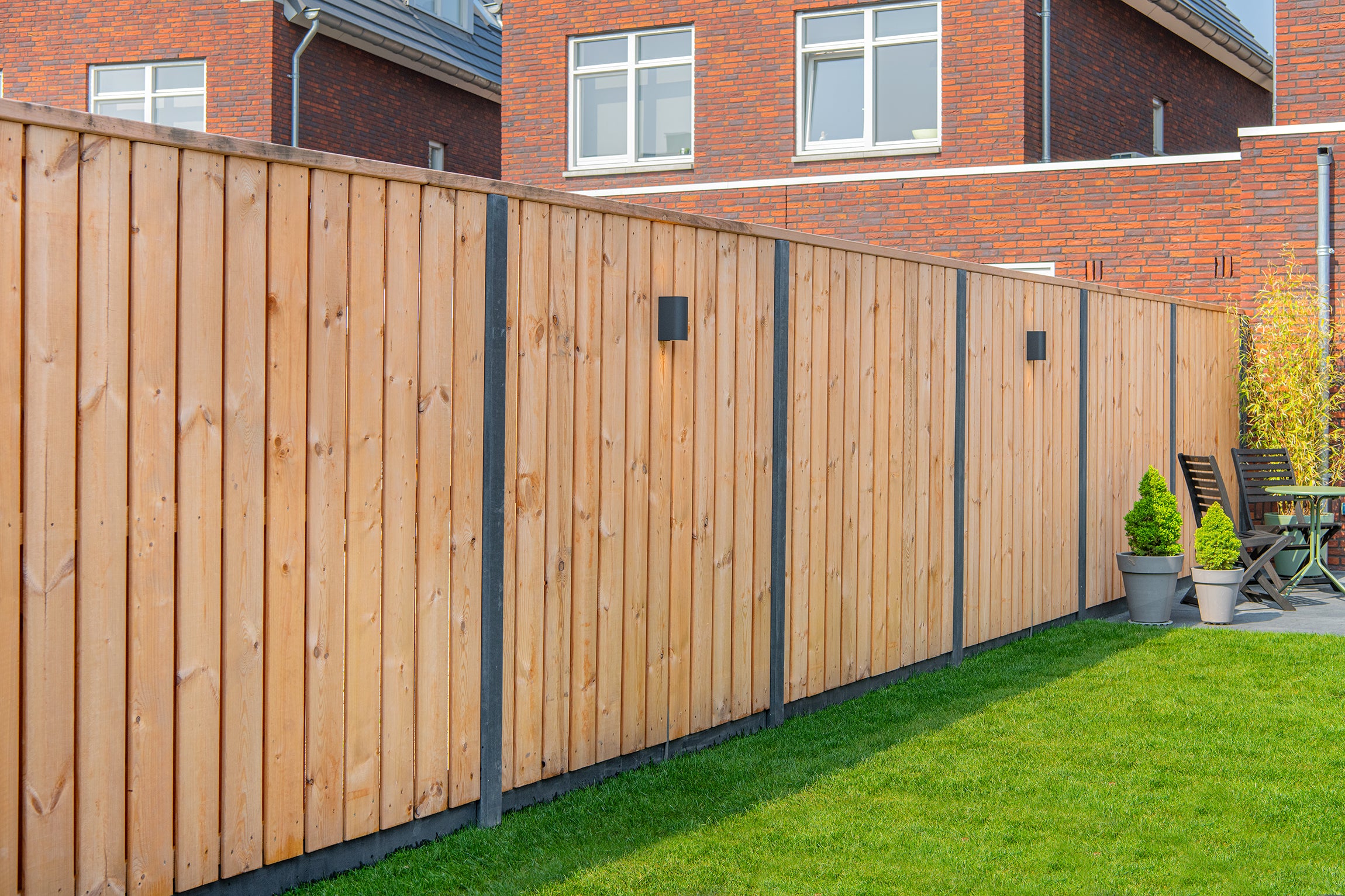 Tuinscherm Agadir, Red Class Wood geïmpregneerd ME vuren, RVS-geschroefd, 23-planks (21+2) 180 x 180 cm