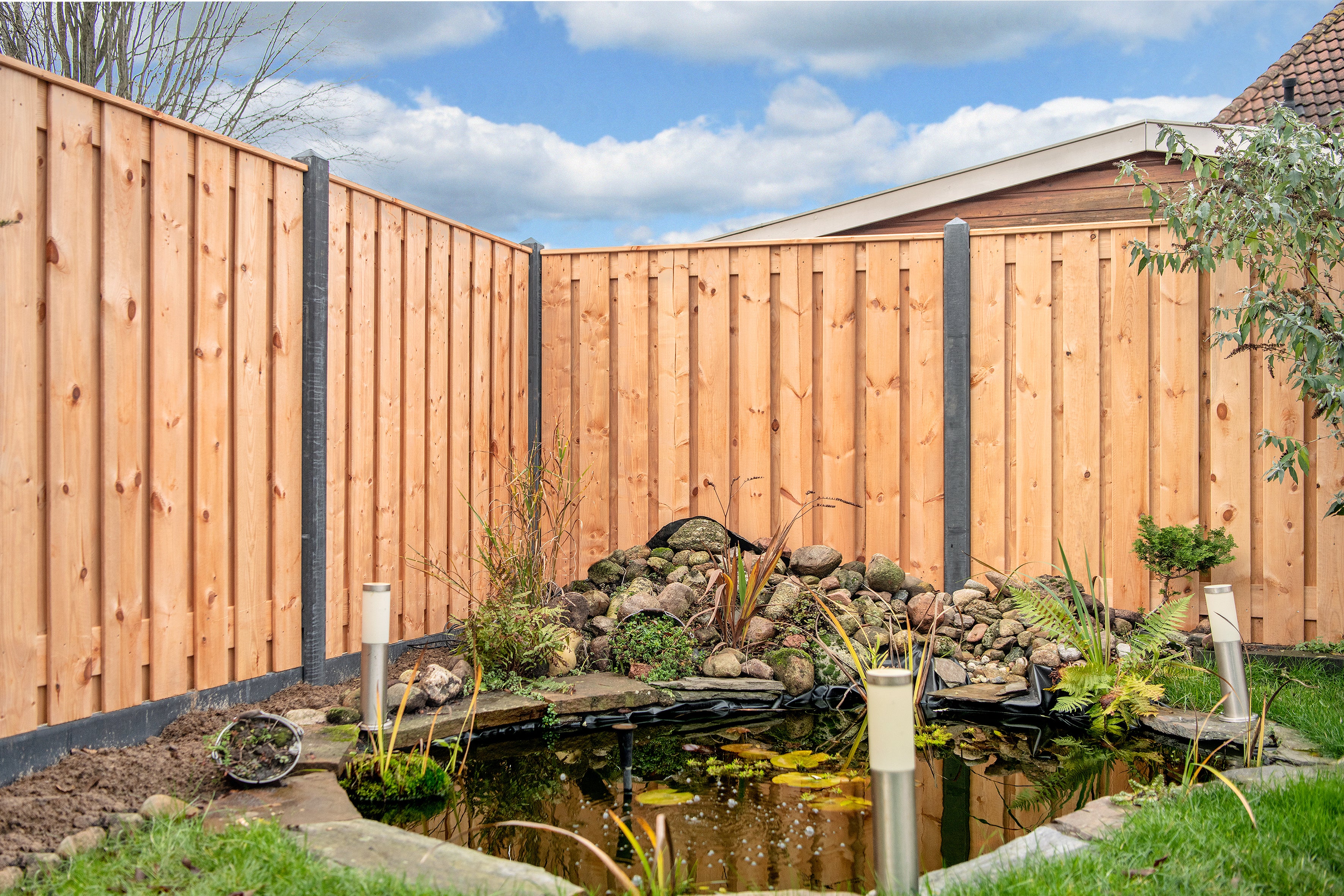 Tuinscherm Casablanca, Red Class Wood geïmpregneerd ME vuren, RVS-geschroefd, 21-planks (19+2) 180 x 180 cm