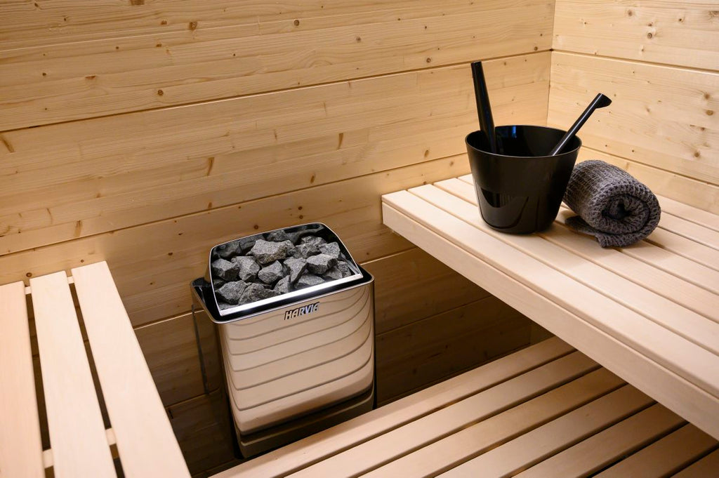 Sauna accessoire Harvia emmer en pollepel staal zwart