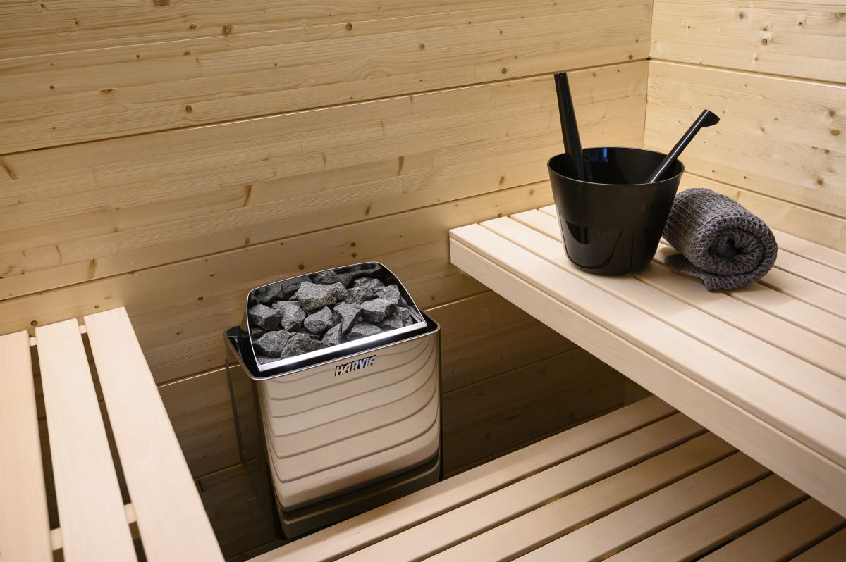 Sauna accessoire Harvia emmer en pollepel staal zwart