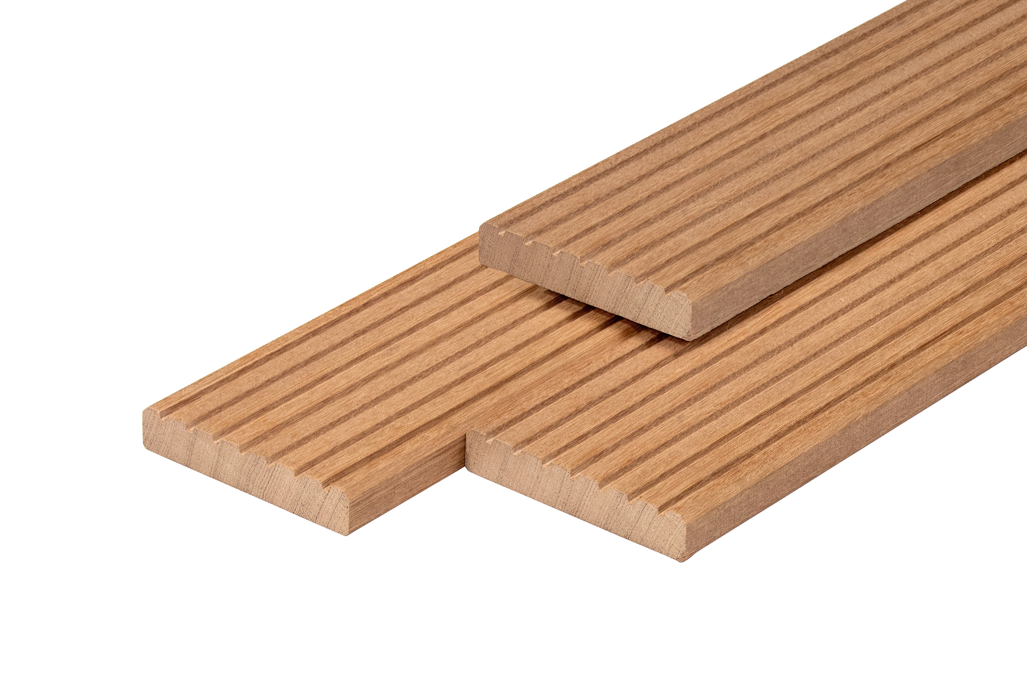 Bangkirai hardhout vlonderplank 2,5 x 14,5 x 460 cm kunstmatig gedroogd, geschaafd, 1 zijde 7 groeven